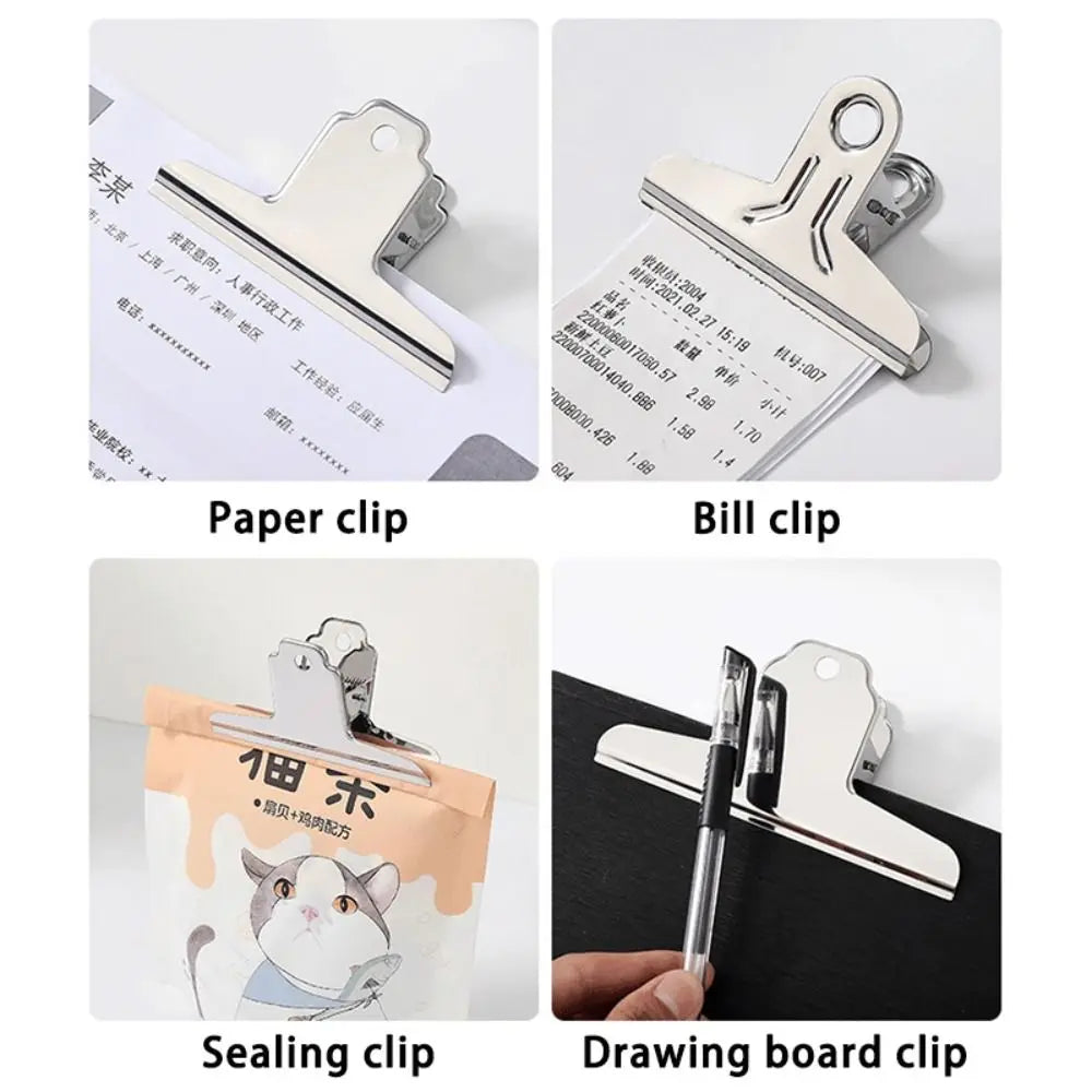 Stainless Steel Metal Binder Clips – Multi-Size Round/Flat/Mountain