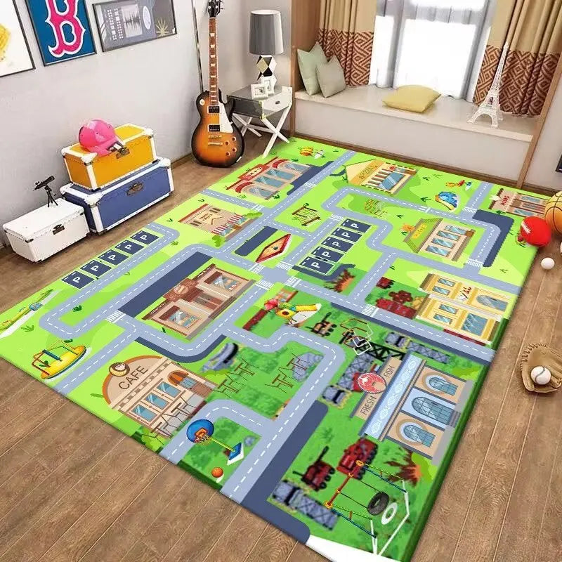 Kids Car Play Mat – City Traffic Rug | Non-Slip Playroom
