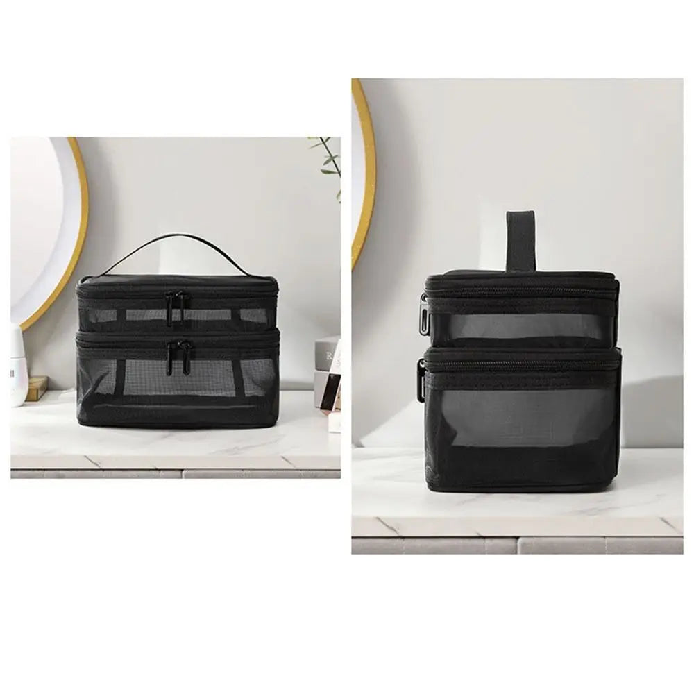 Transparent Mesh Travel Cosmetic Bag | 1/2/3 Layer Makeup Case