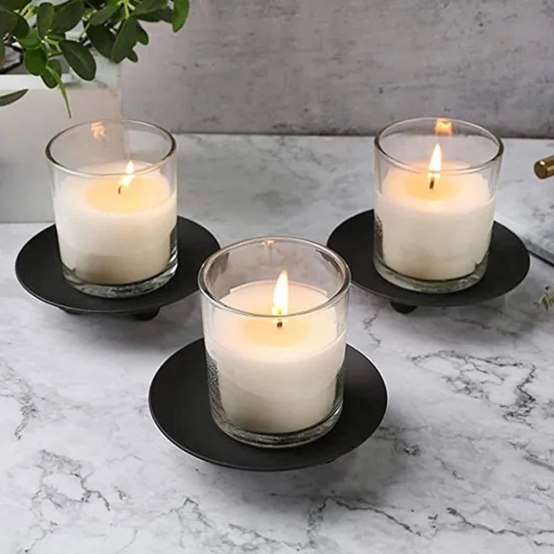 Black Gold Round Metal Candle Holder – Art Deco Home Decor