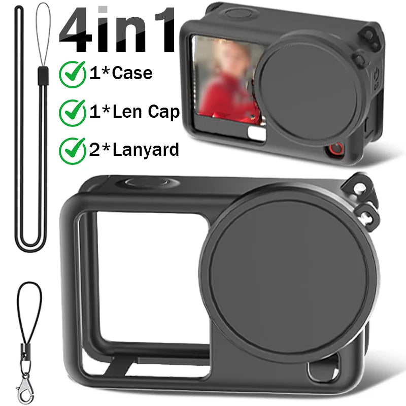 Silicone Case & Lens Cap with Lanyard for DJI OSMO Action 6