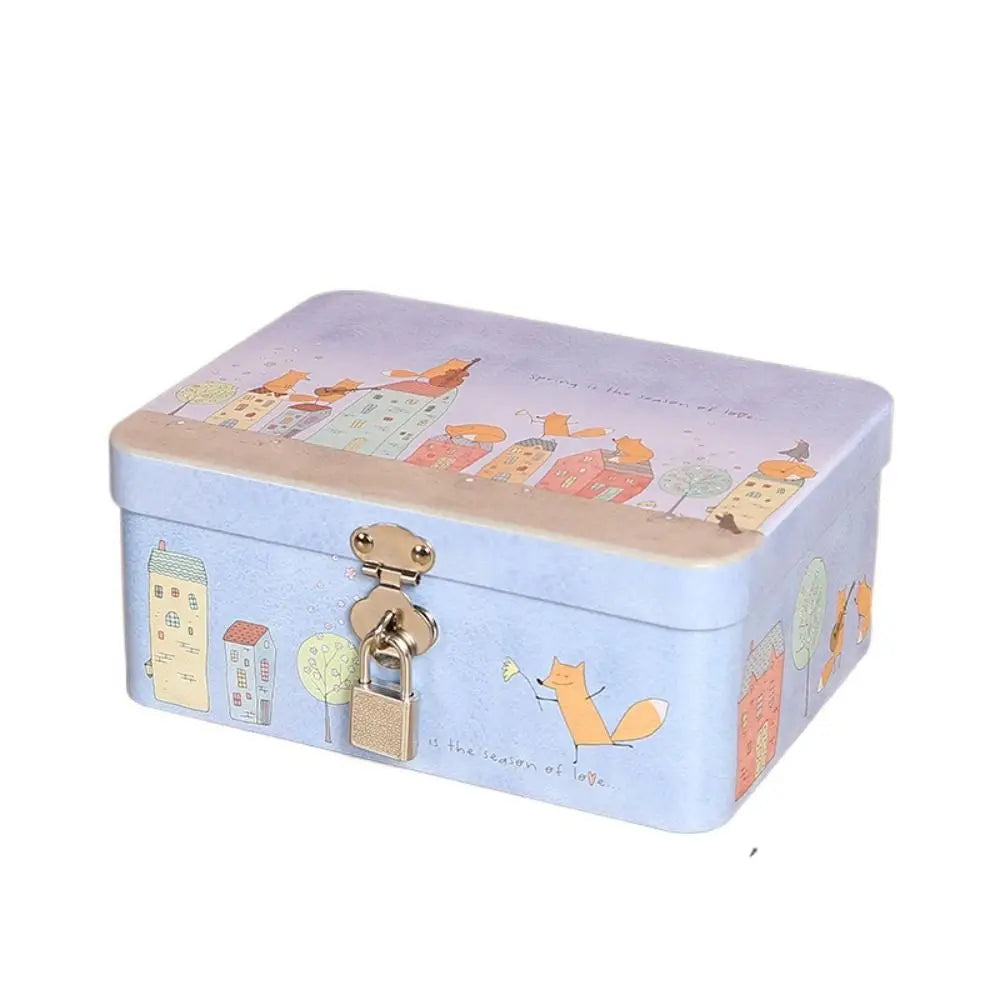 Vintage Tinplate Storage Box with Lock & Key | Jewelry Tin