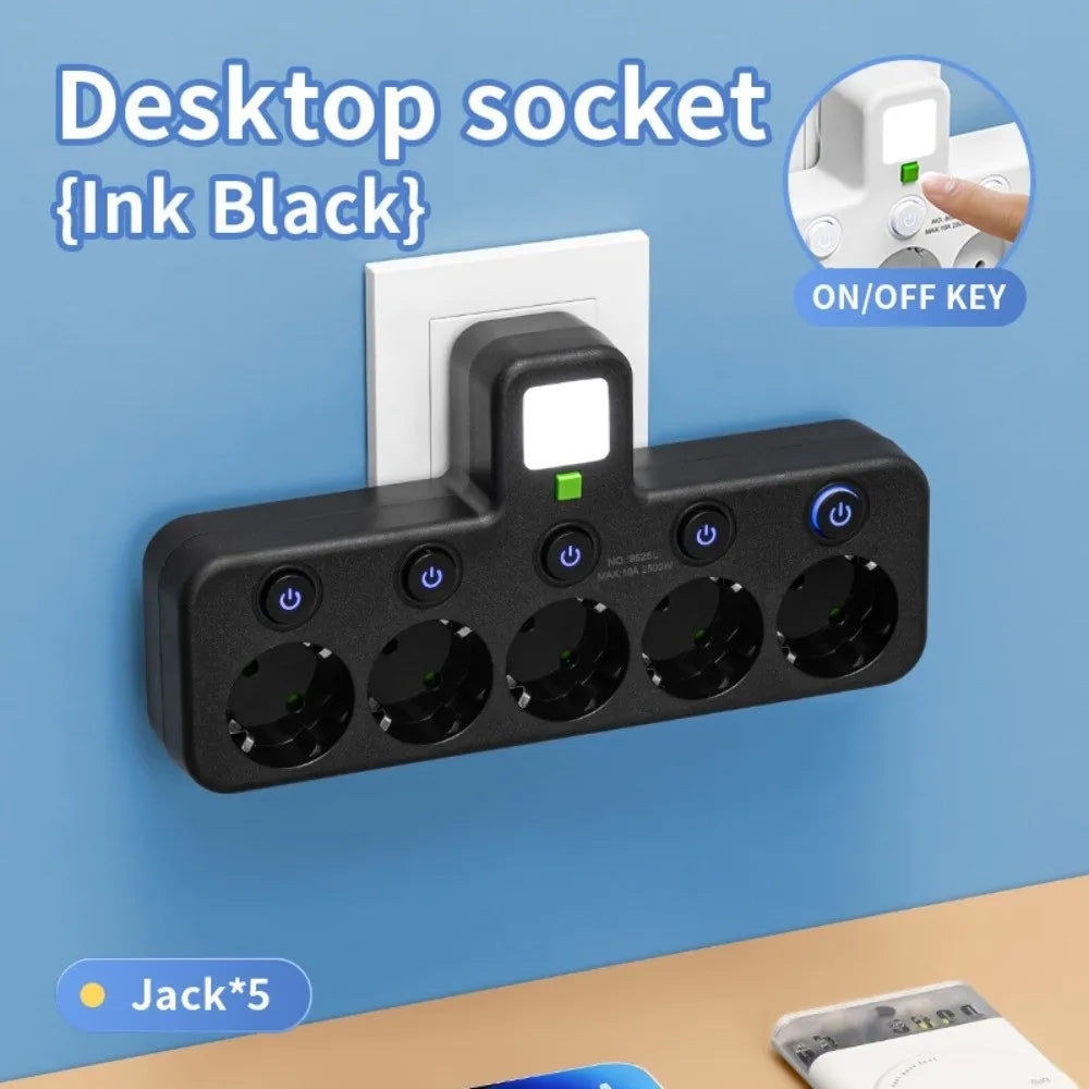 EU Wall Socket 2–5 Plugs with USB Type-C Ports | 2500W