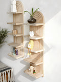 Bohemian Door-Shaped Solid Wood Wall Flower Pot Shelf