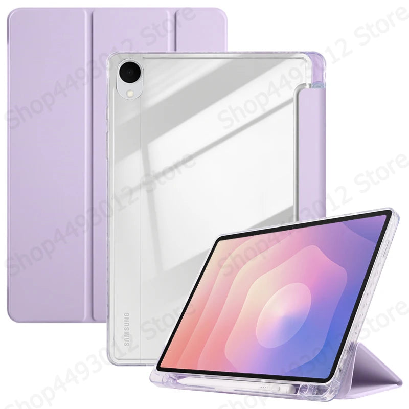Samsung Galaxy Tab S11 11" Trifold Case – Clear Back & Pencil Holder