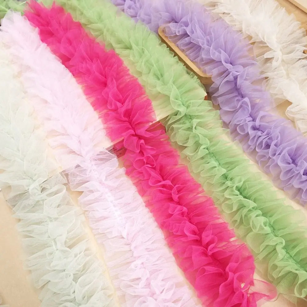 9cm Double-Layer Mesh Ruffle Lace Trim – Colorful Woolen Strip
