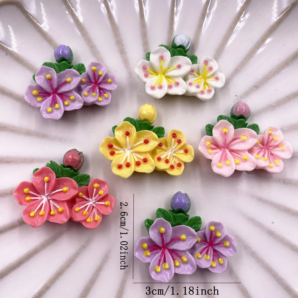 10PCS Resin Flower Flatback Figurines for DIY Crafts & Scrapbook