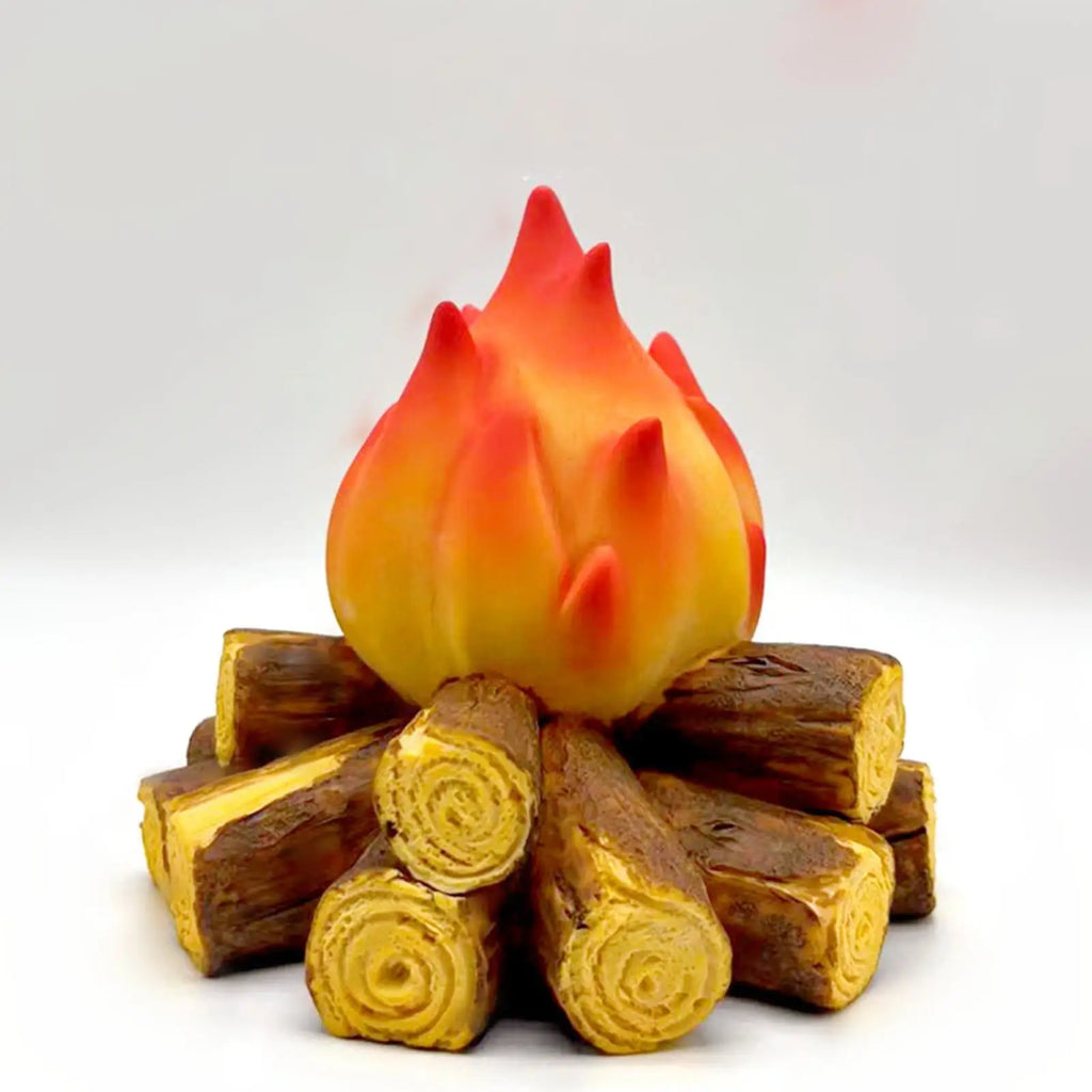 Flameless LED Fireplace Lantern | Resin Charcoal Log Table Lamp
