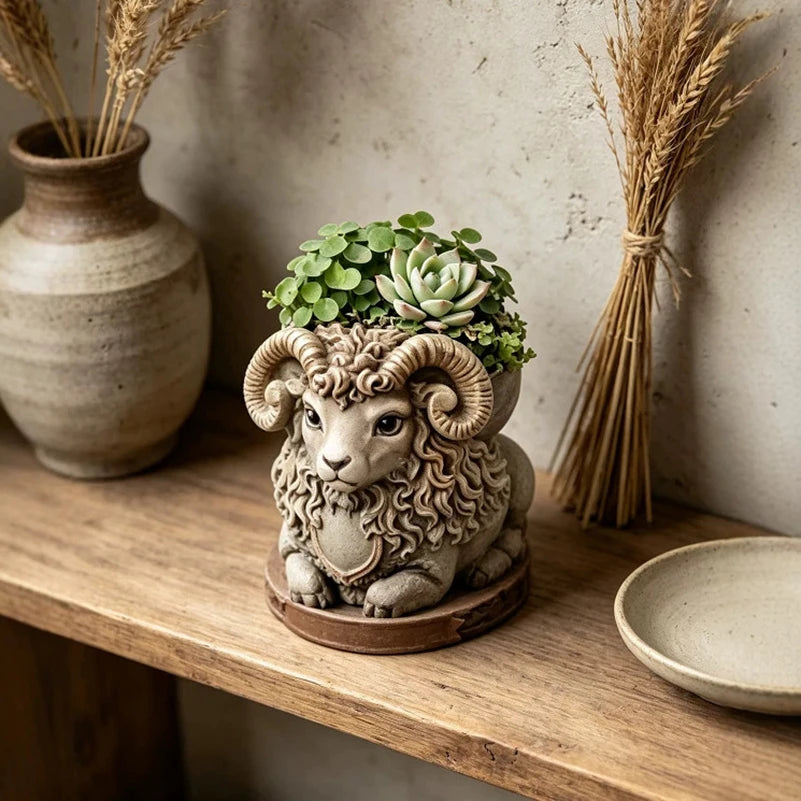 Aries Ram Silicone Pottery Mold – 3D DIY Planter Craft Mold