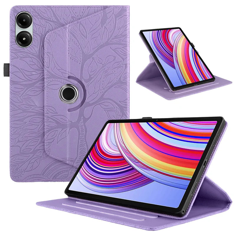 Xiaomi Redmi Pad 2 11" Case – Embossed Tree 360° Rotating Stand