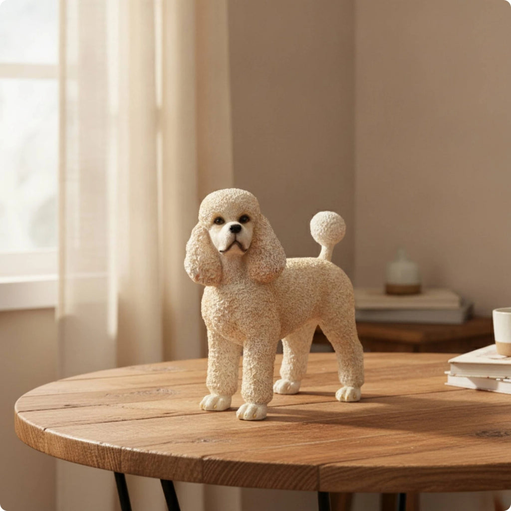 Resin Poodle Figurine – Whimsical Tabletop Dog Statue