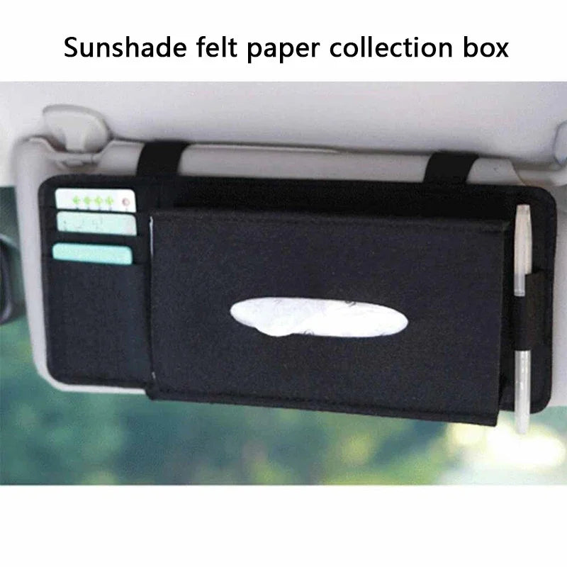Felt Car Tissue Box Sun Visor Hanging Storage Organizer