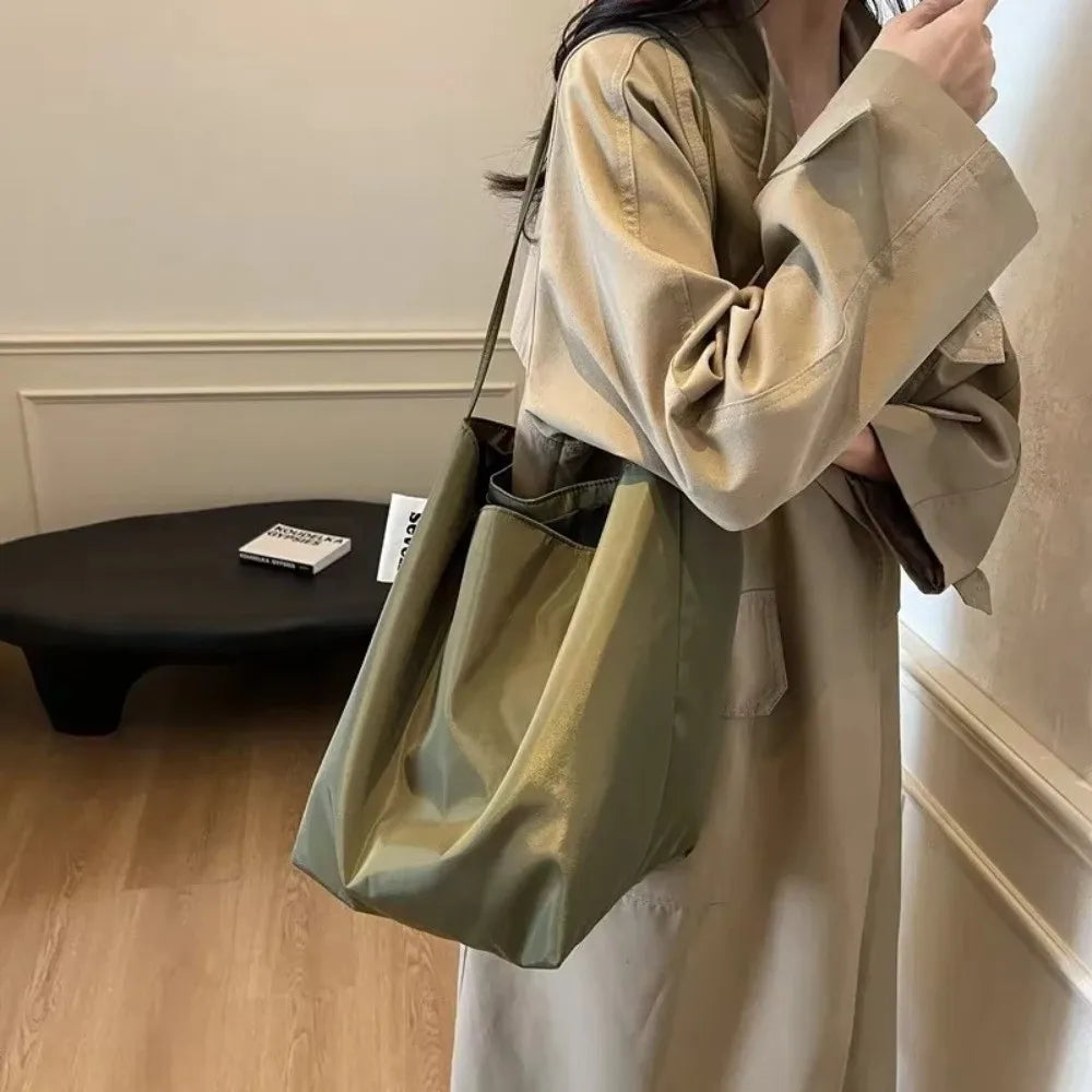 Large Capacity Soft Nylon Shoulder Tote Bag for Women