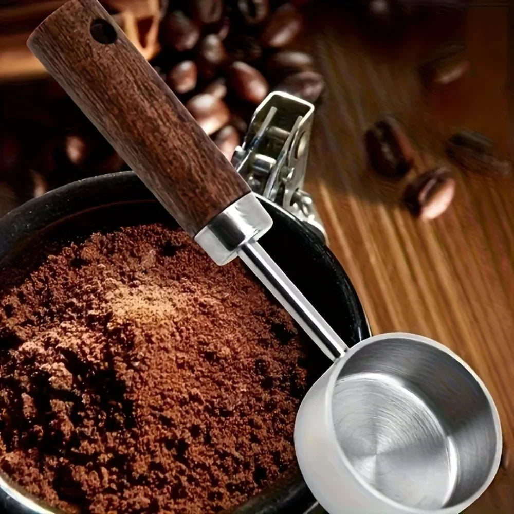 15ml Wooden Coffee Scoop – Stainless Steel Measuring Spoon