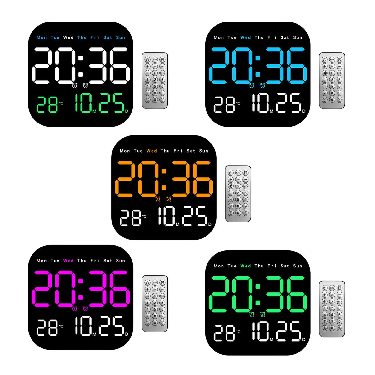 LED Digital Alarm Clock – Calendar, Temperature & Remote