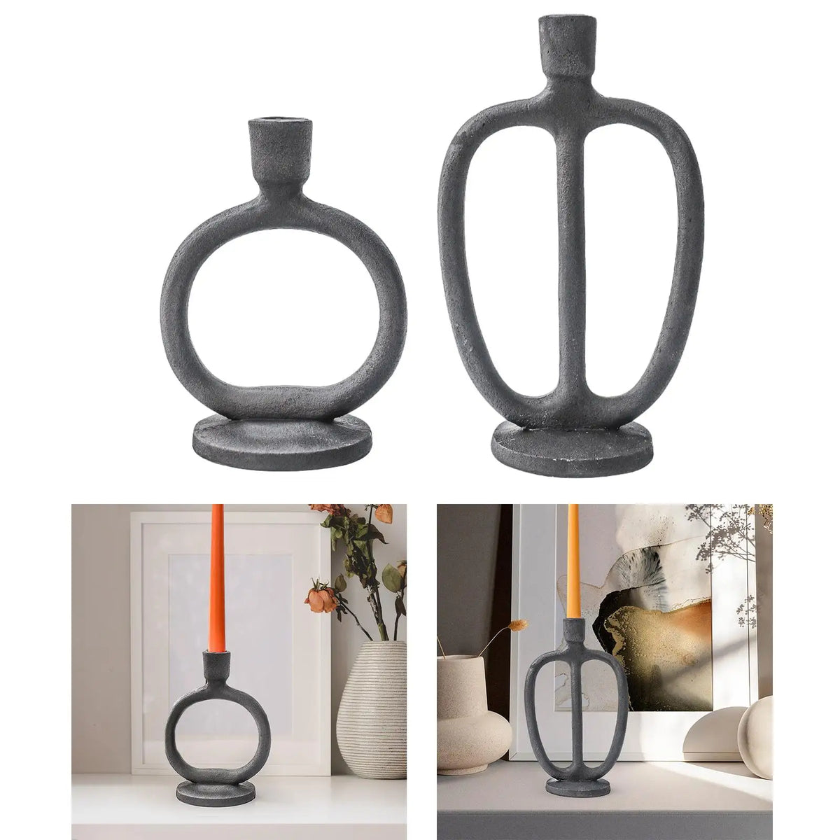 Retro Resin Pillar Candle Holder – Nordic Candlestick Stand