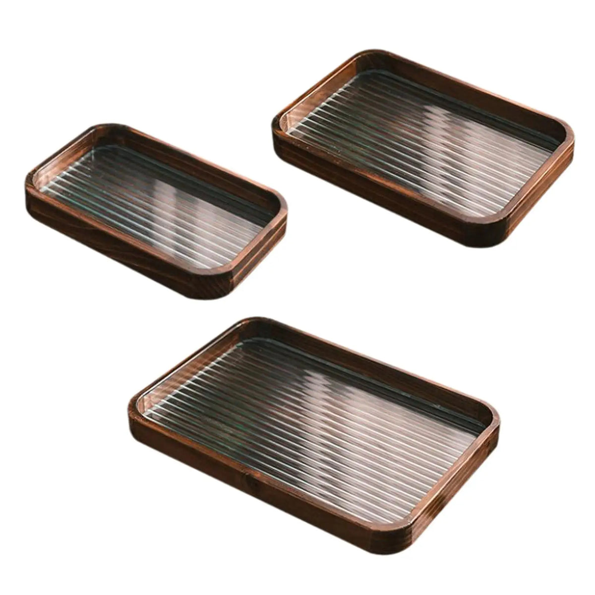 Kesoto Wood & Glass Serving Tray | Jewelry & Desk Organizer