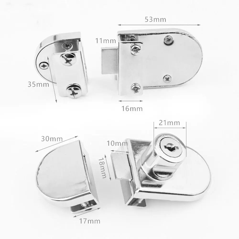 Punch-Free Glass Cabinet Door Lock | Zinc Alloy, No Drilling