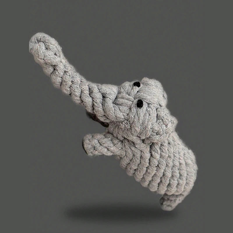 Hand-Woven Animal Cotton Rope Knot Chew Toy for Dogs