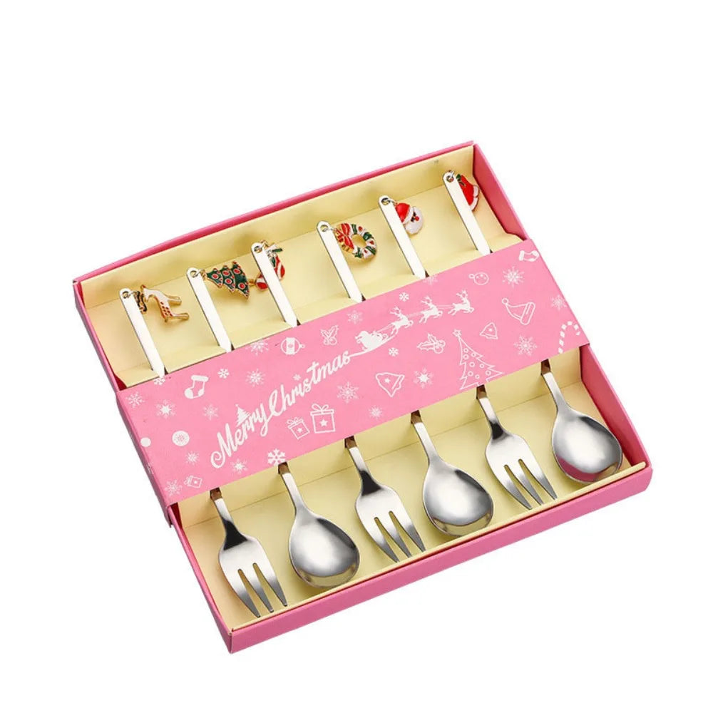 Christmas Coffee Spoon Set – Stainless Steel Holiday Pendants