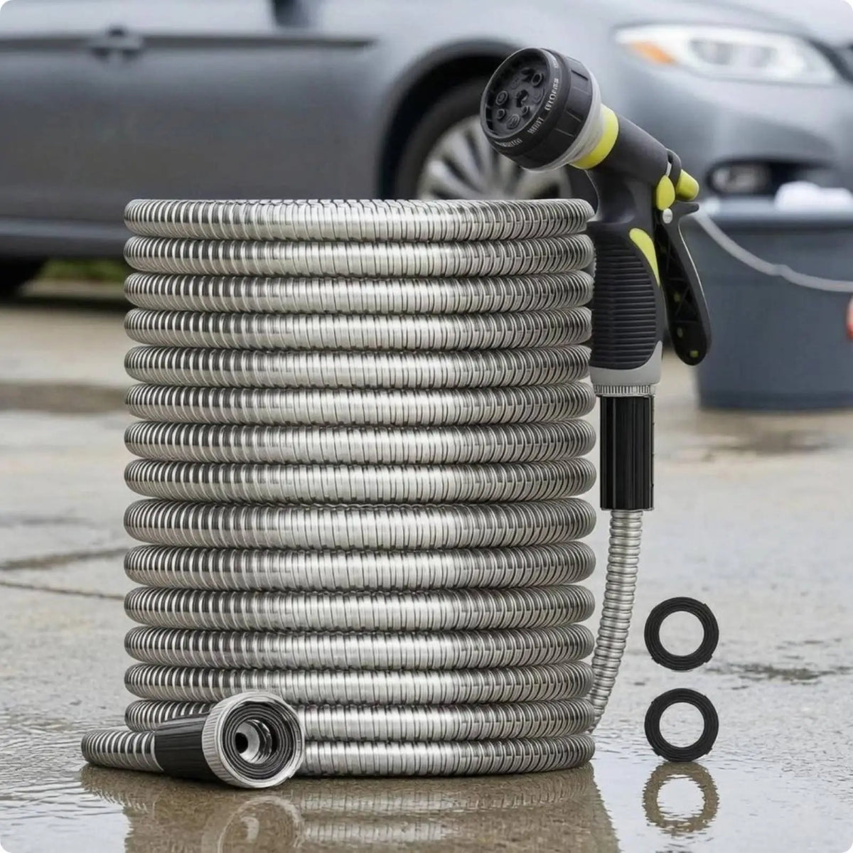Stainless Steel Corrugated Garden Hose with Trigger Nozzle