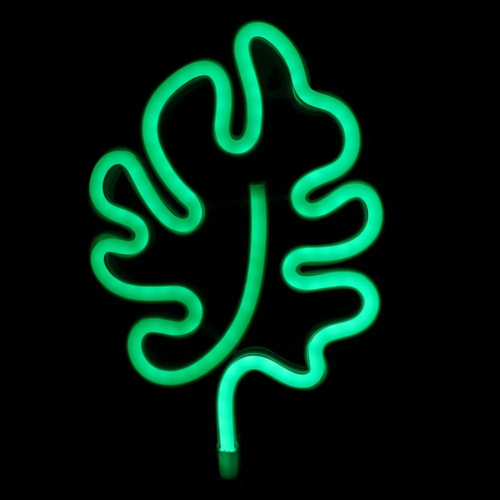 Leaf Shaped Green LED Neon Night Light – USB & Battery