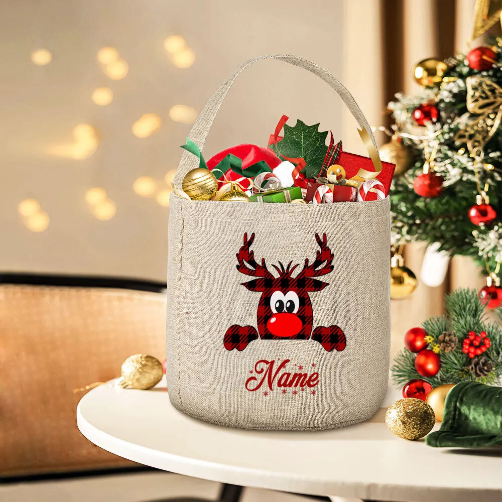 Personalized Deer Christmas Sack Bag – Kids Holiday Gift Tote