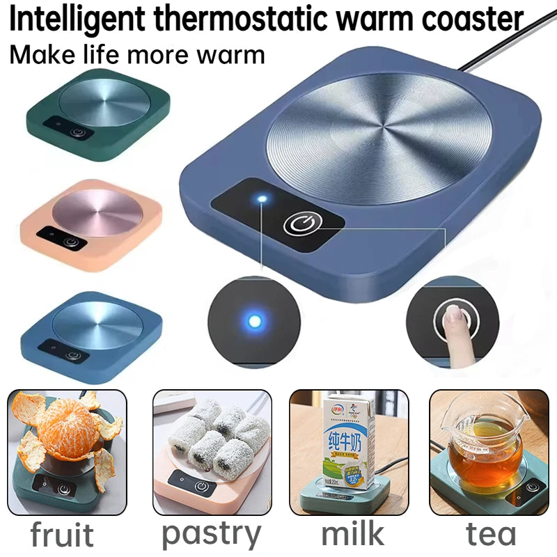 55°C Smart Mug Warmer Coaster – Coffee, Tea & Milk Heater
