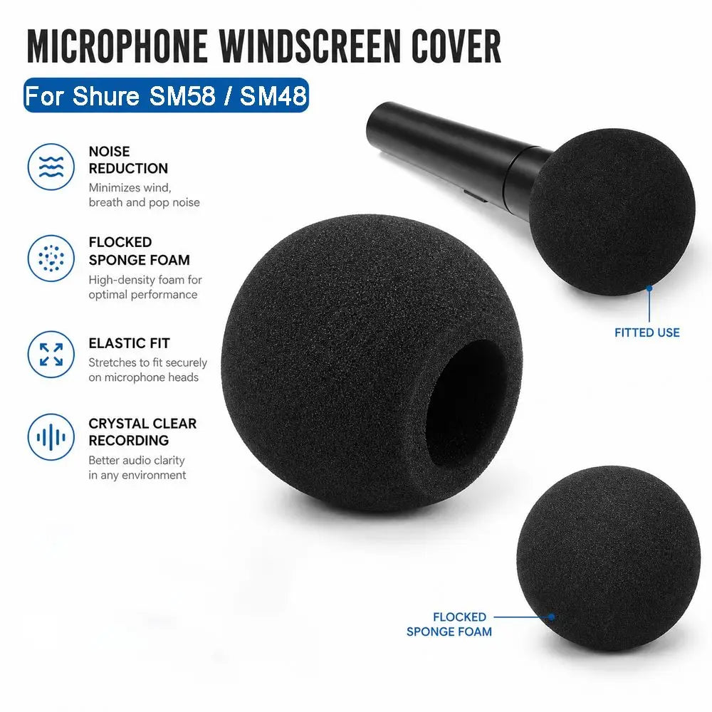 Foam Mic Windscreen Cover for Shure SM58 & SM48 | Pop Filter