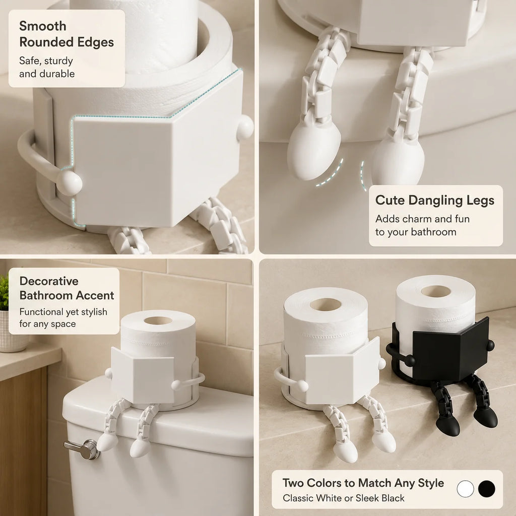 Cute Robot Toilet Paper Holder – Freestanding Countertop Stand