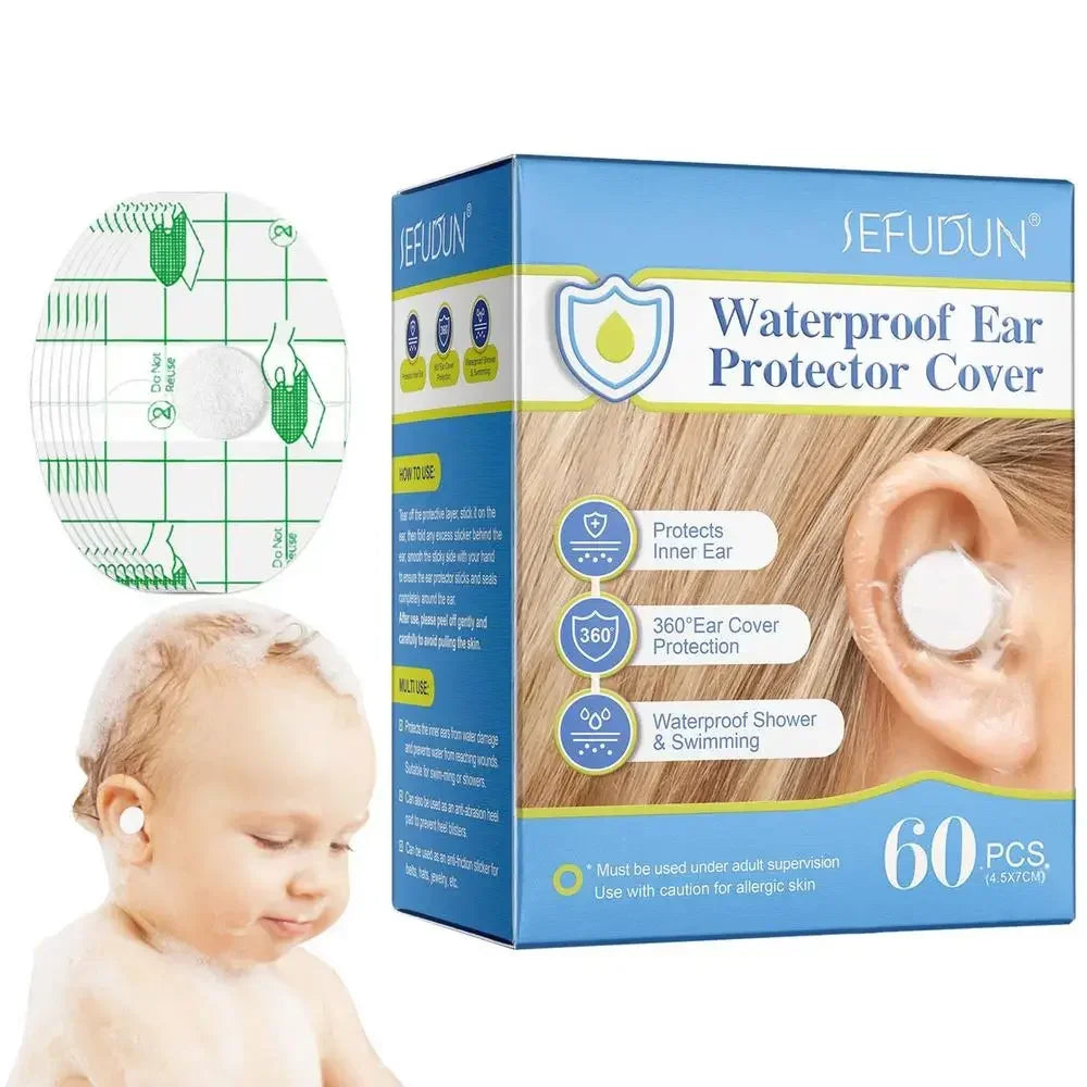 Waterproof Ear Covers 60 Pack – Bath & Swim Ear Stickers