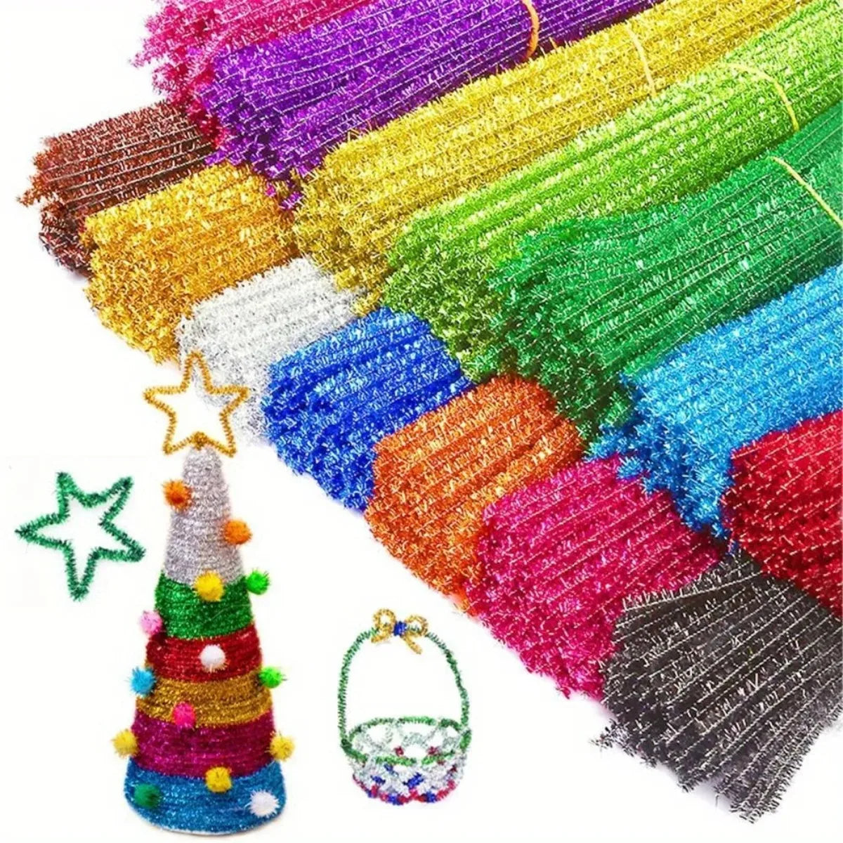 Sparkling Plush Pipe Cleaners 100-Pack | DIY Craft Wires