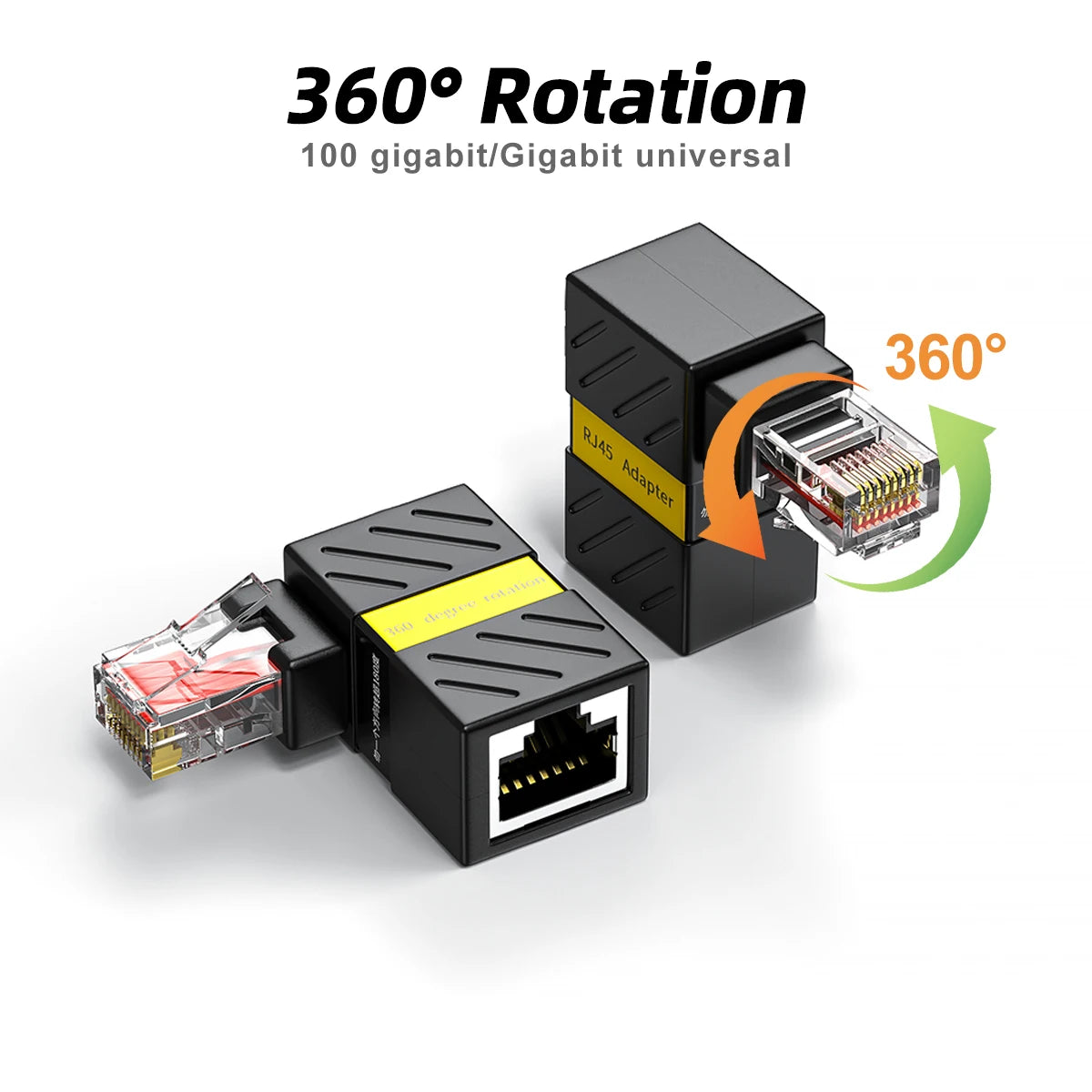 RJ45 90° Rotating Adapter | Male to Female Cat5/Cat6 Extender