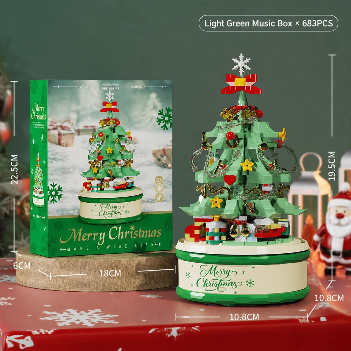 LED Christmas Tree Building Block Music Box – 683 PCS Set