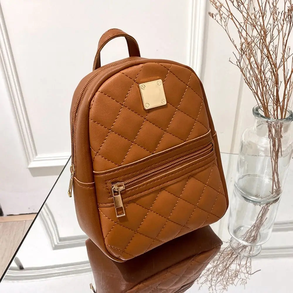 Embroidered Mini PU Leather Backpack – Women's Travel Bag