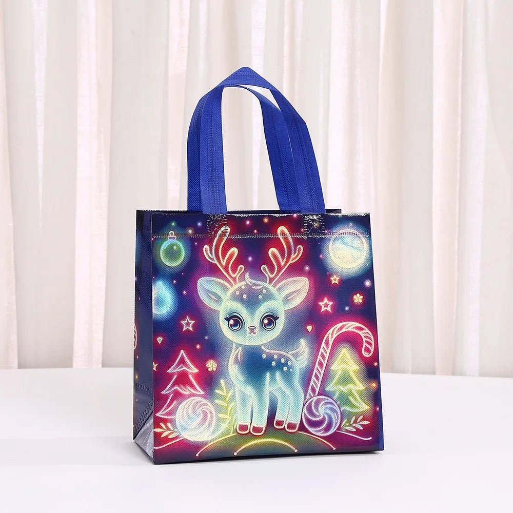 Christmas Non-Woven Tote Bag – Cartoon Santa Gift Bag