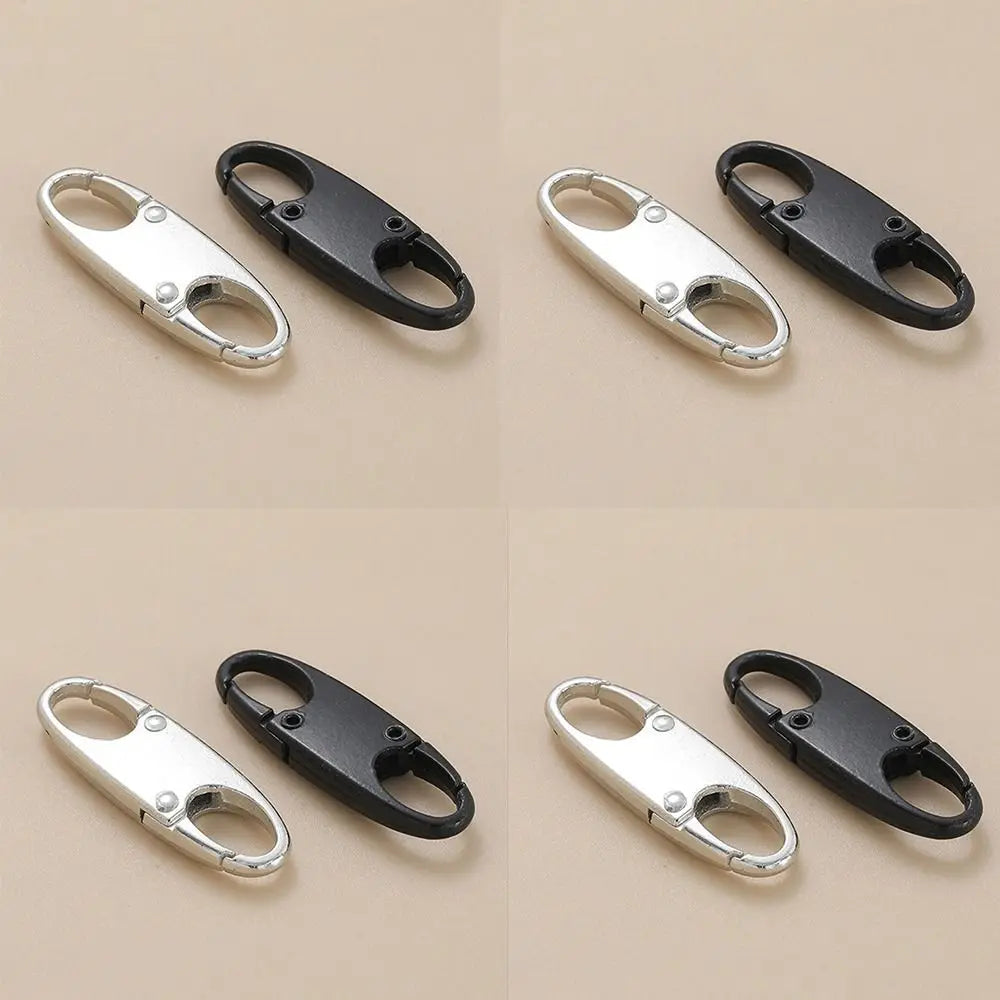 8-Pack Metal Zipper Lock Clips with Carabiner – Black & Silver