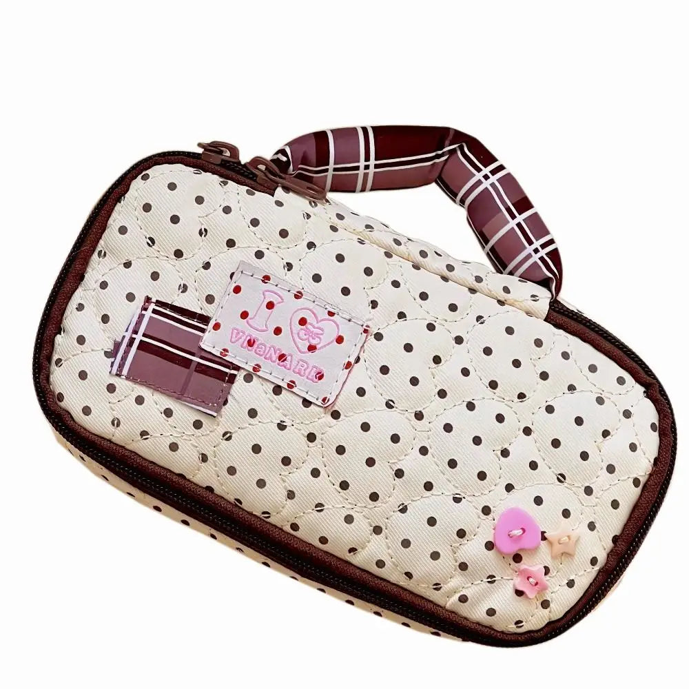 Polka Dot Pencil Case – Large Capacity Portable Pen Bag