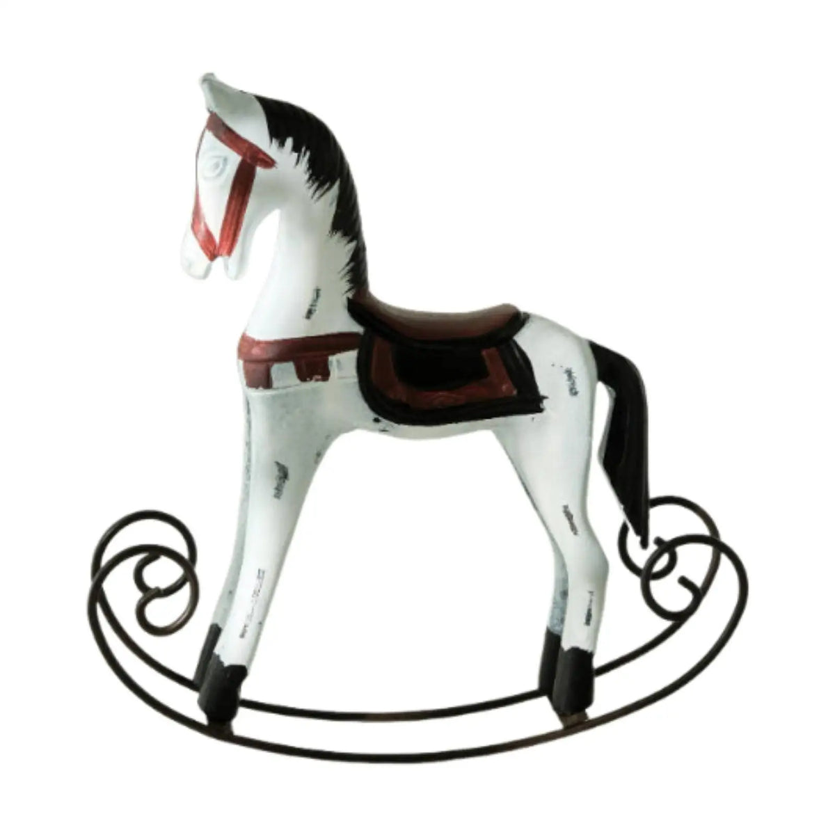 Wooden Rocking Horse Statue – Decorative Animal Figurine