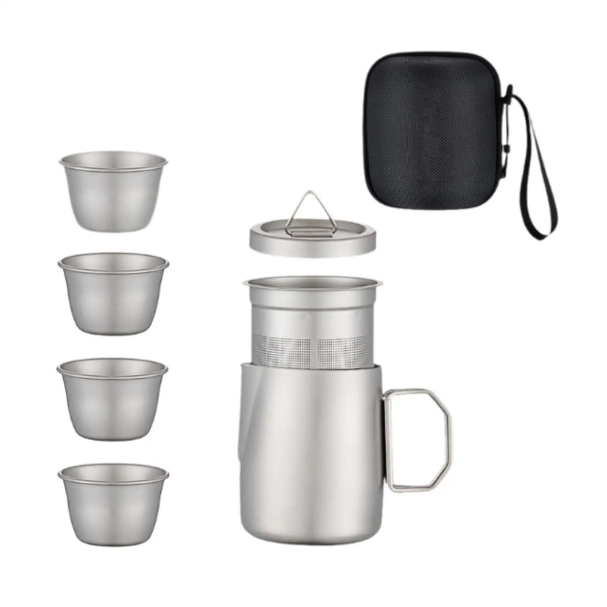 Titanium Kung Fu Tea Set – Portable Travel Teapot & 4 Cups