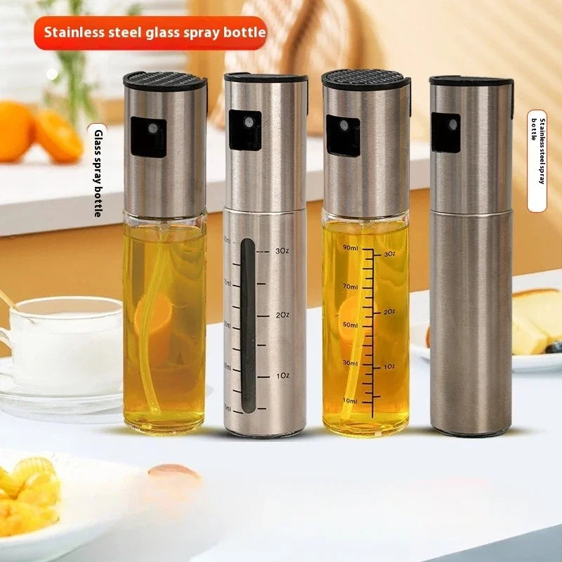 Stainless Steel Glass Oil Spray Bottle with Scale – Mist Sprayer