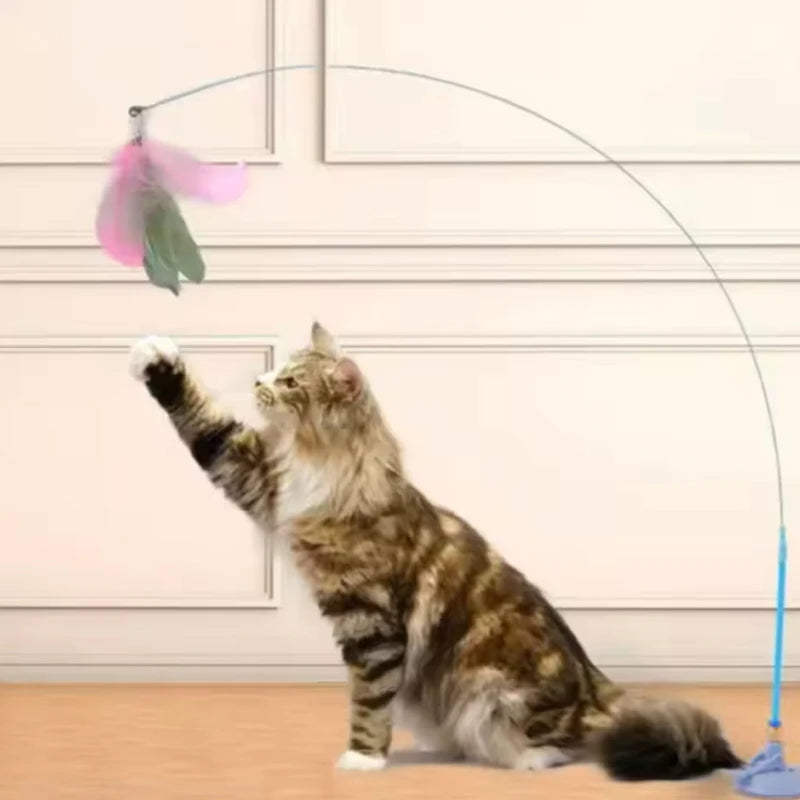 Cat Suction Cup Feather Toy – Self-Play Kitten Entertainer