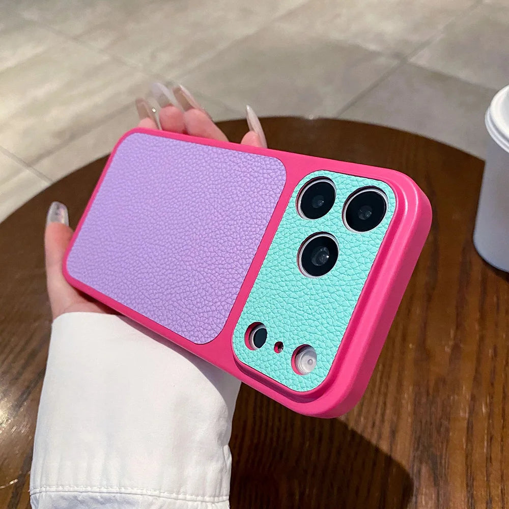 Lichee Leather iPhone Case – Shockproof Camera Window Cover