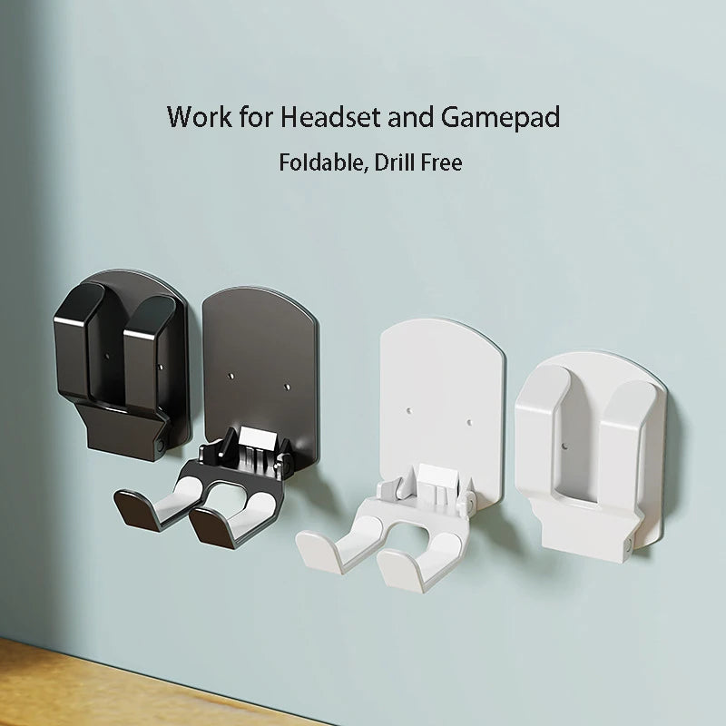 Foldable Game Controller & Headset Wall Mount Holder Stand