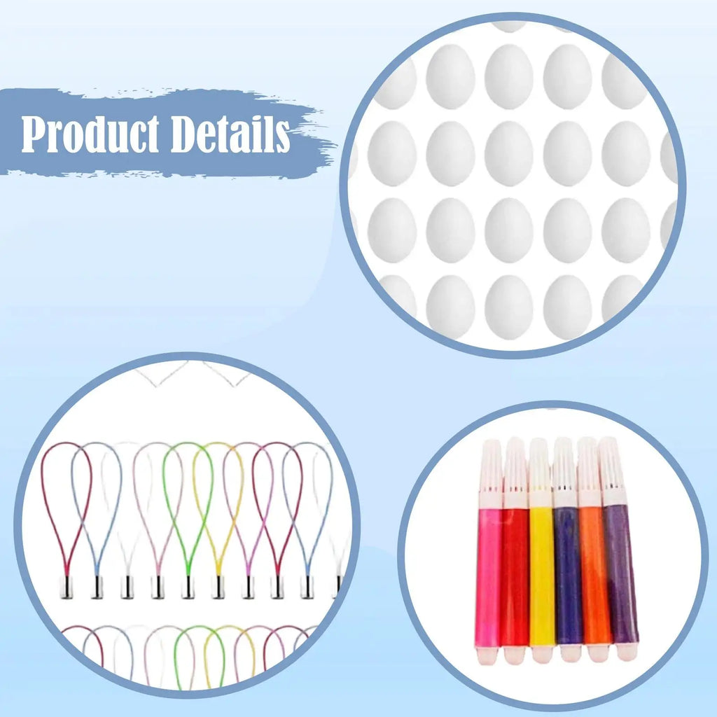 DIY Paintable Easter Egg Kit – 50 Blank Eggs, Pens & Straps