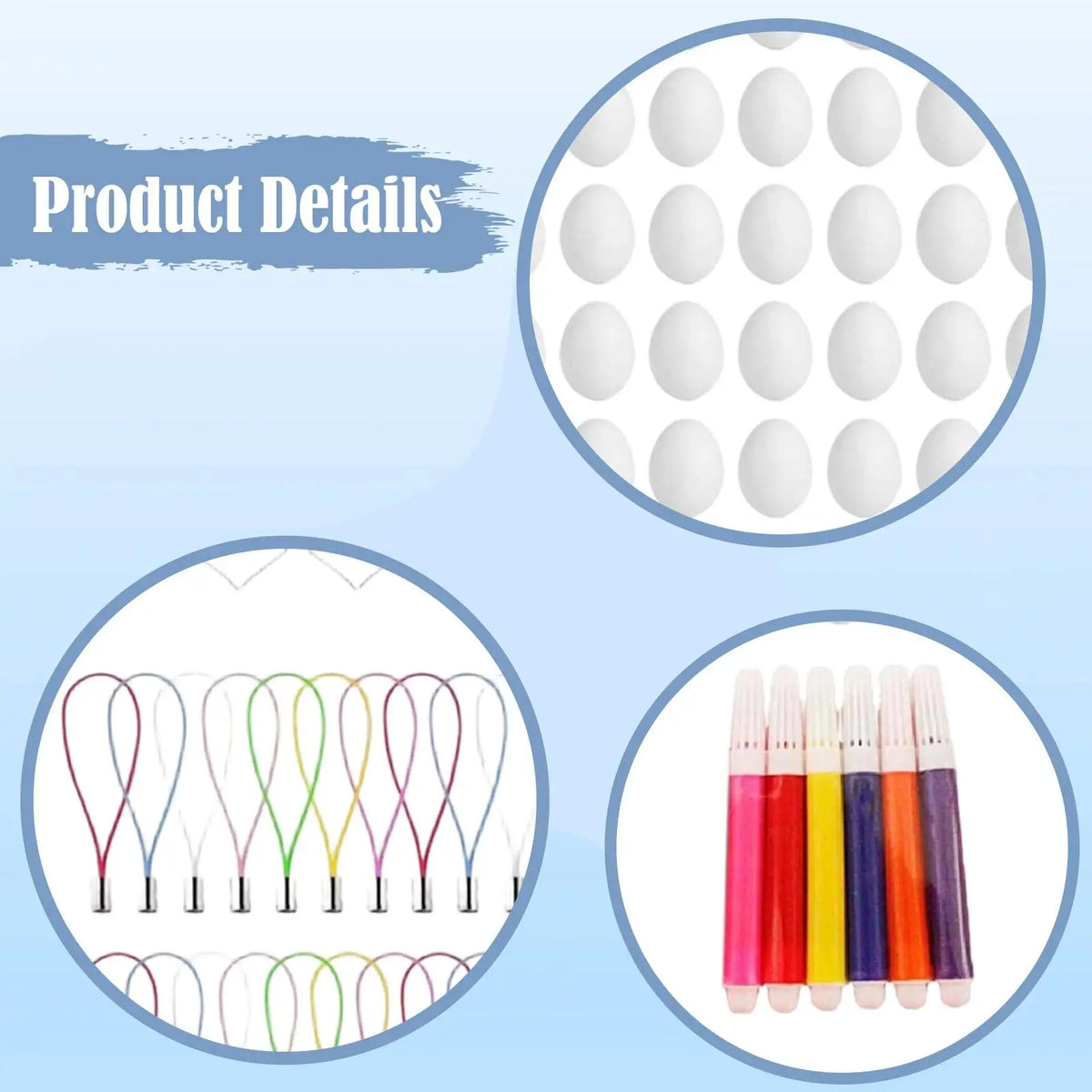 DIY Paintable Easter Egg Kit – 50 Blank Eggs, Pens & Straps