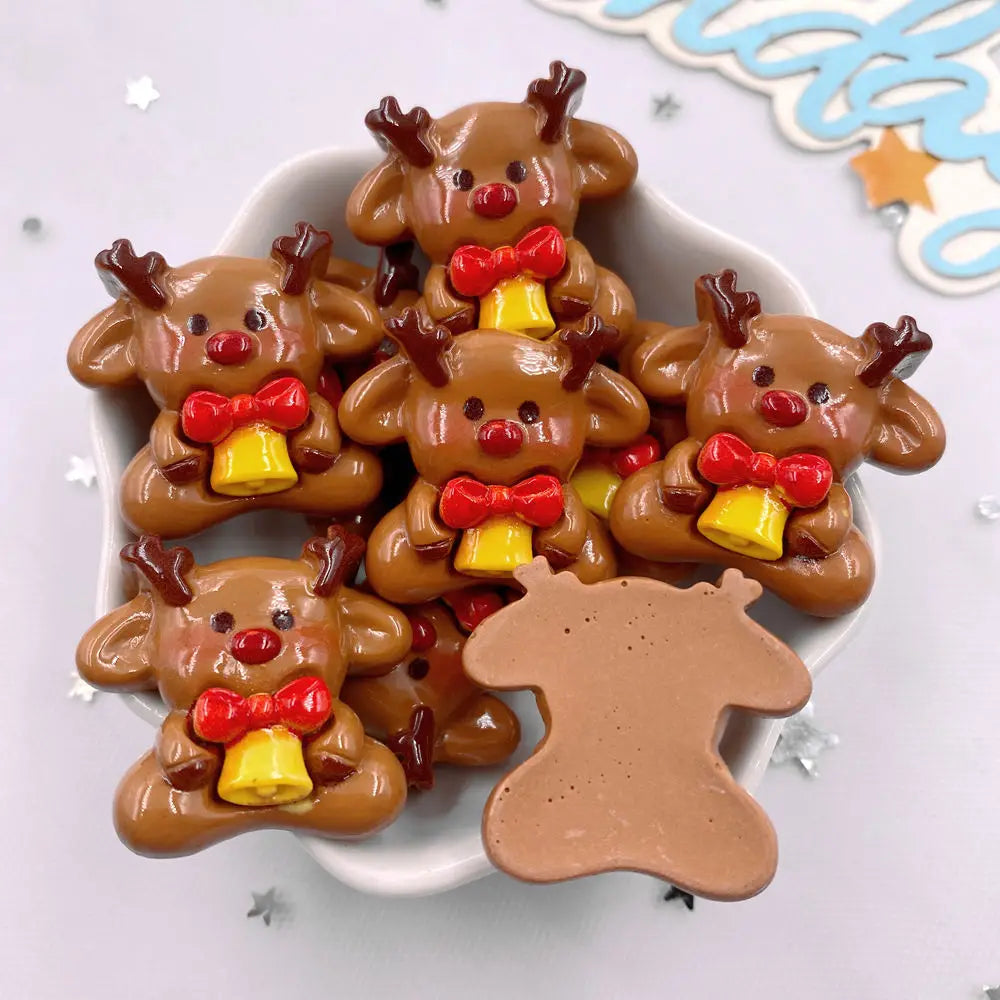 6-Piece Resin Christmas Figurines – Santa, Bear, Elk DIY Crafts