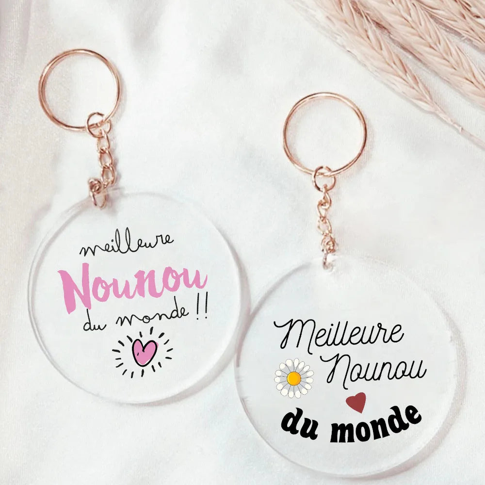 Best Nanny Acrylic Keychain French Print Nounou Gift
