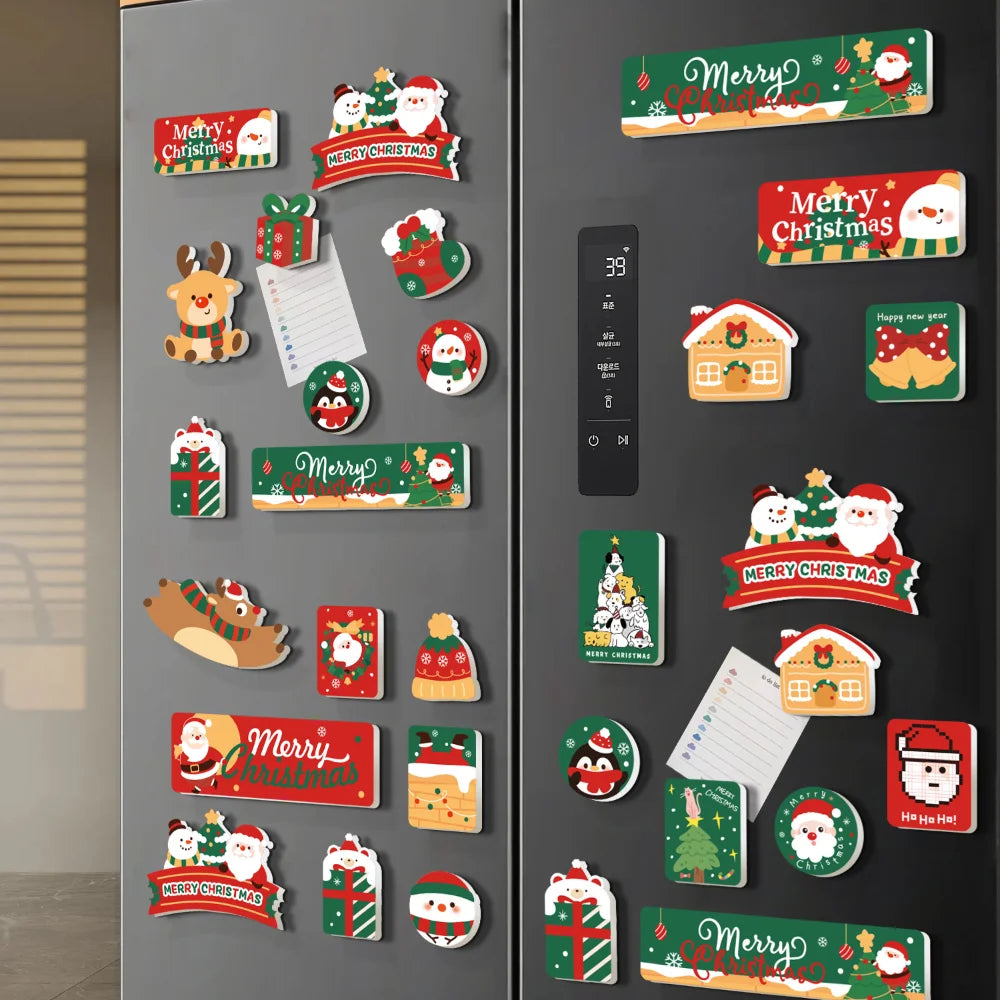 Christmas Magnetic Fridge Stickers – Santa Holiday Decor Set