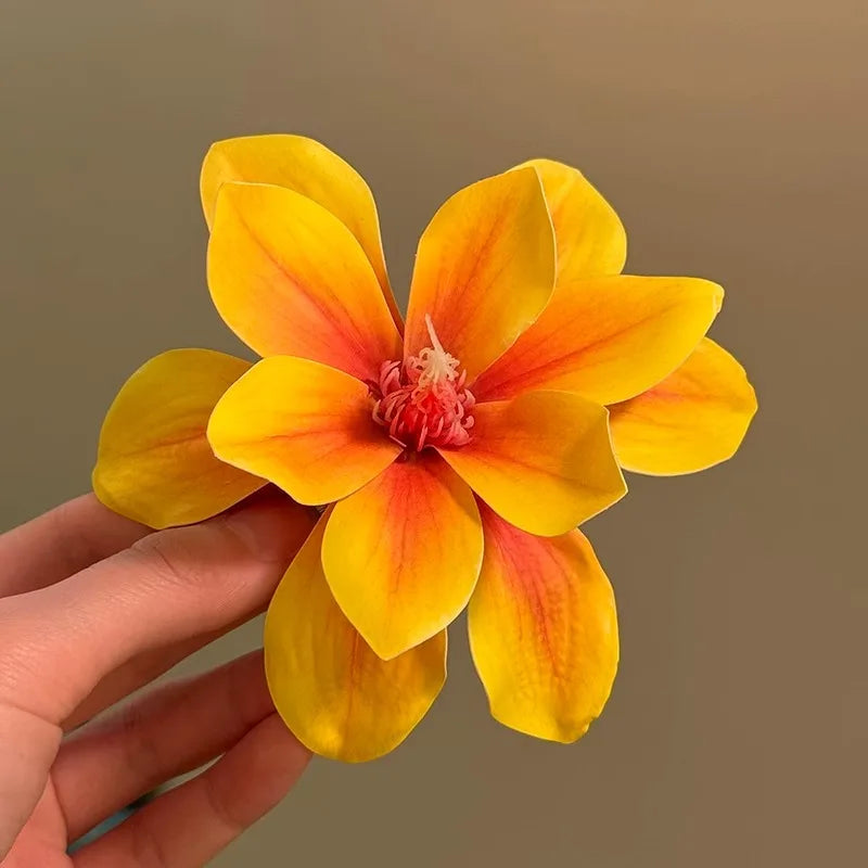 Yellow Oversized Flower Hair Clip – Floral Barrette for Women